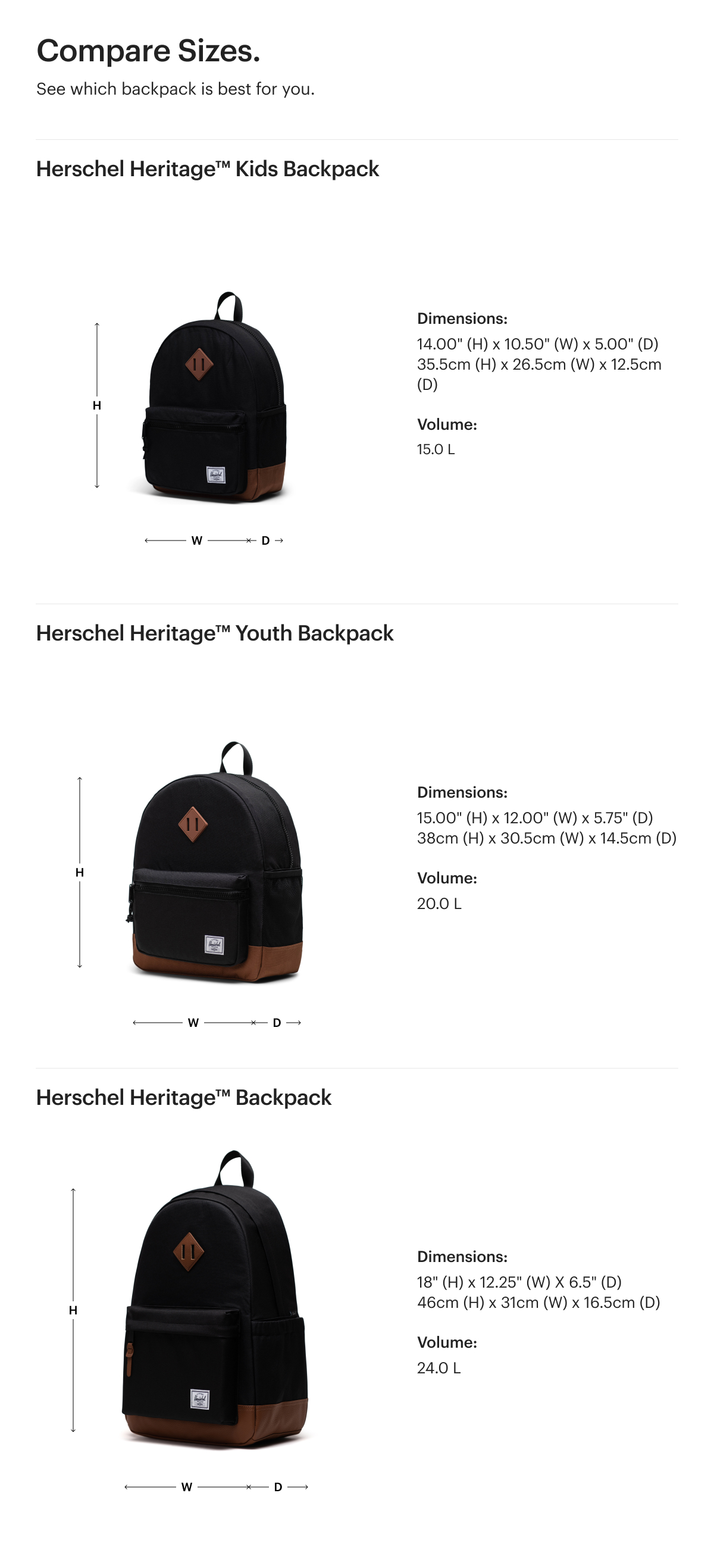 Compare Heritage Backpacks