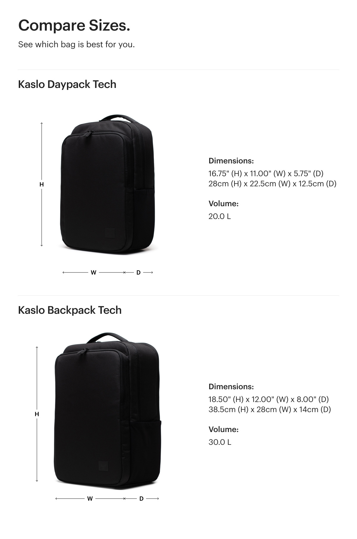 Compare Kaslo Backpacks